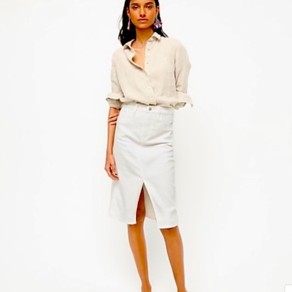 J.Crew White Denim Midi Skirt - like new - size 23